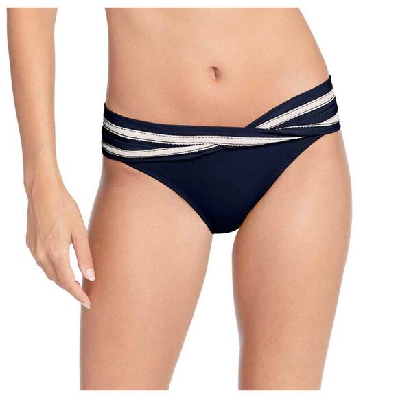Robin Piccone Abi indigo ecru twist bikini bottom size Small NEW $98 - Picture 1 of 8